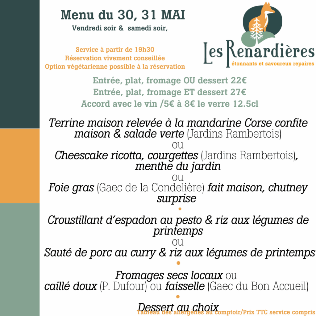 menu de la semaine auberge usson en forez fait maison